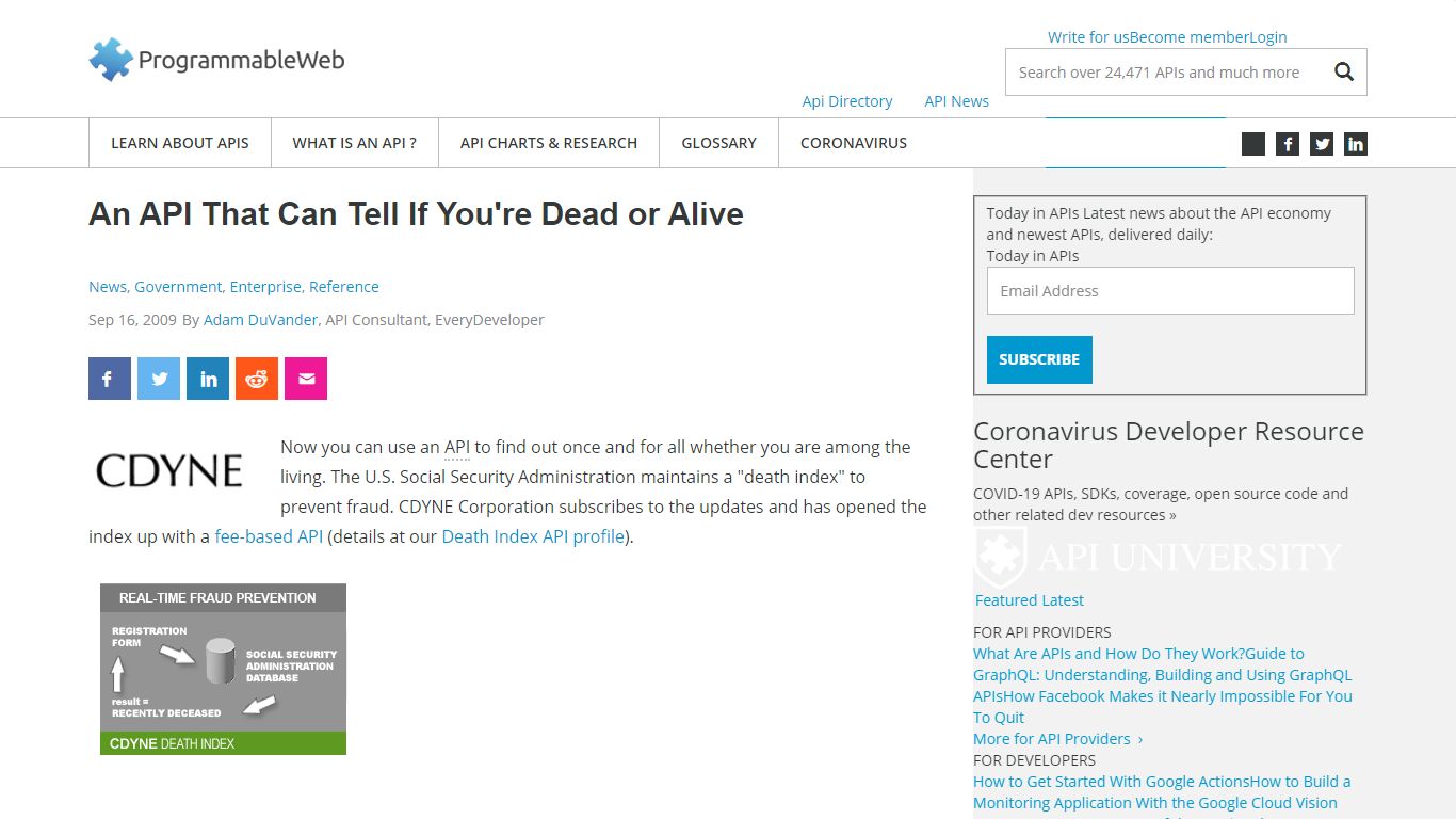 An API That Can Tell If You're Dead or Alive | ProgrammableWeb
